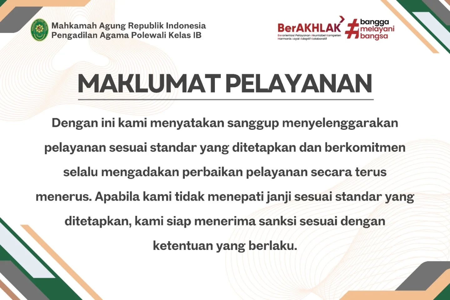 Maklumat Pelayanan Pengadilan Agama Polewali